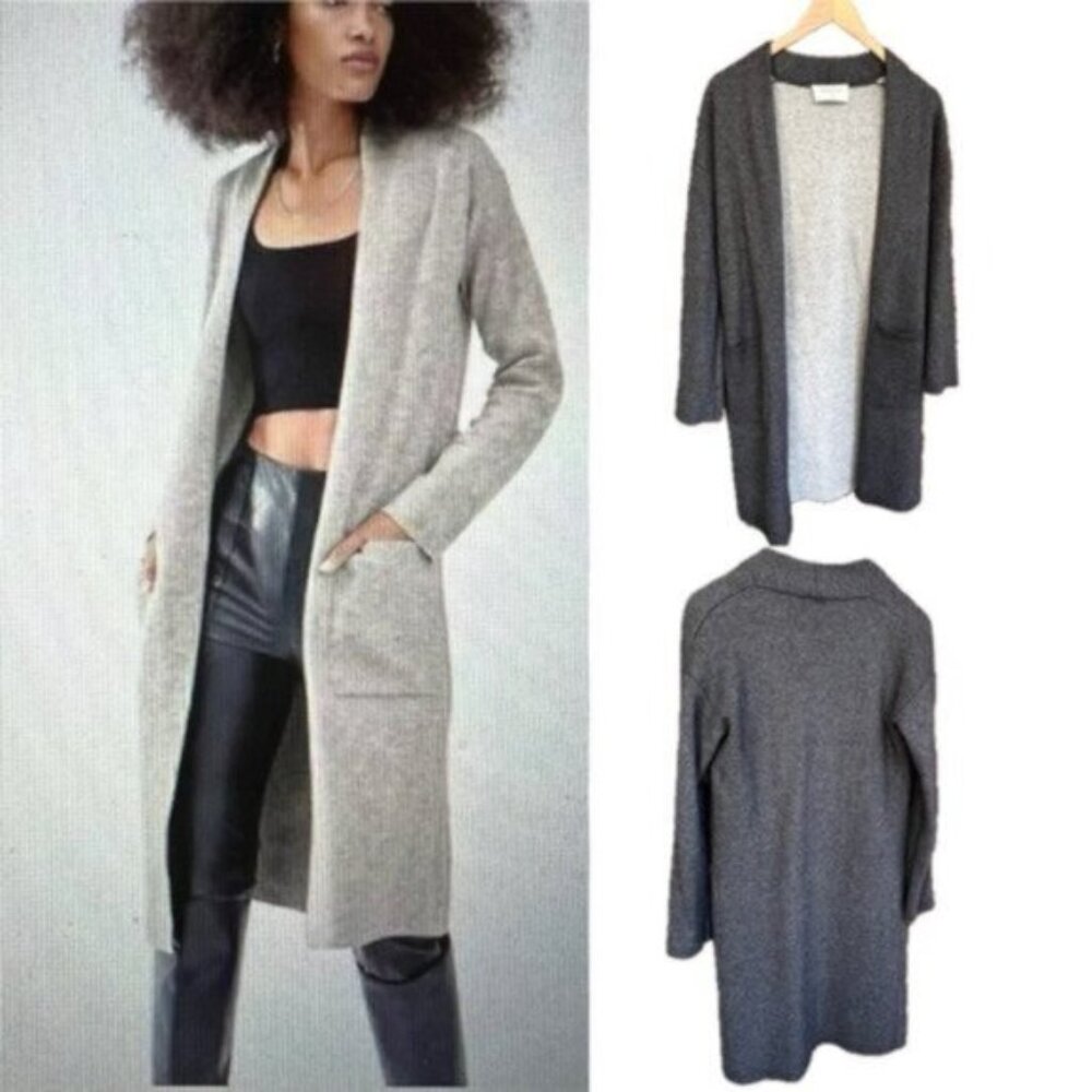 Aritzia  * Babaton Lance Longline Wool Blend Open Cardigan Dark Gray Size XS